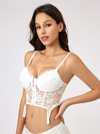 コルセット ホワイト セクシー 花柄 バック バンデージ デイリー カジュアル レース キャミソール タンクトップ