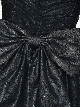 Vestido mini con lazo y purpurina corte A con tirantes para fiesta de cumpleaños para mujer (2025)