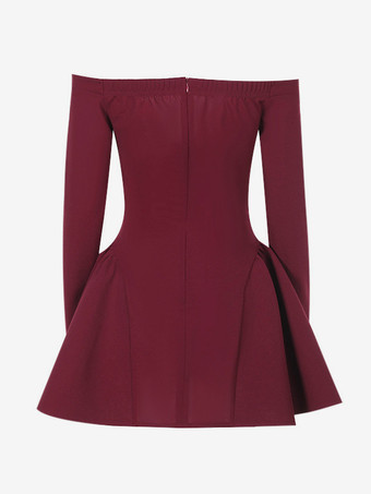 Mini Dress Plunge Bardot Neckline A-line Birthday Party Dress For Women 2025