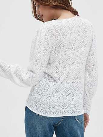 レディースレースブラウス Vネック 長袖 春 カジュアルシャツ 2025