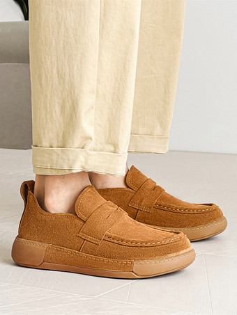 メンズ ペニーローファー シューズ スエードレザー バックル シックシューズ