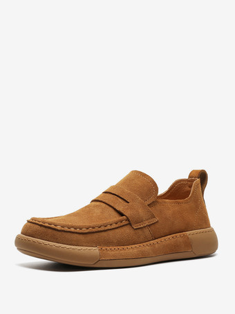 ブラウンメンズ ペニーローファー シューズ スエードレザー バックル シックシューズ