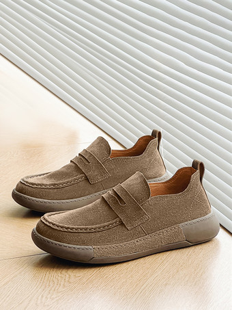 メンズ ペニーローファー シューズ スエードレザー バックル シックシューズ