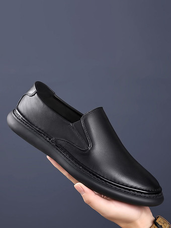 Herren-Loafer-Schuhe mit runder Spitze Rindsleder Herren-Loafer-Schuhe