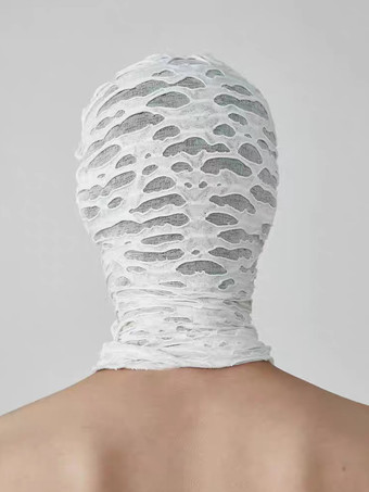 ホワイト 大人用マスクフード 伸縮性ポリエステル ファッションマスク