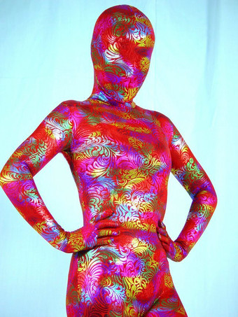 大人用全身タイツ コスチューム ライクラ スパンデックス 花柄 フルボディスーツ