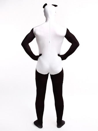 アニマル全身タイツ 大人用全身タイツ パンダ セクシー ブラック ライクラ スパンデックス カラーブロック 動物 全身コスチューム