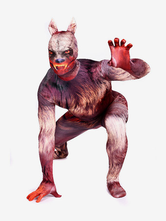 アニマル全身タイツ ハロウィン 大人用全身タイツ ウェアウルフ ライクラ スパンデックス 全身コスチューム