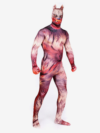 アニマル全身タイツ ハロウィン 大人用全身タイツ ウェアウルフ ライクラ スパンデックス 全身コスチューム