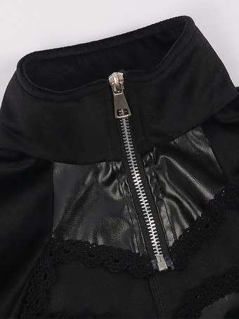 レディース ブラック ゴシック レトロ タキシード フリル マリー アントワネット コスチューム ポリエステル オーバーコート