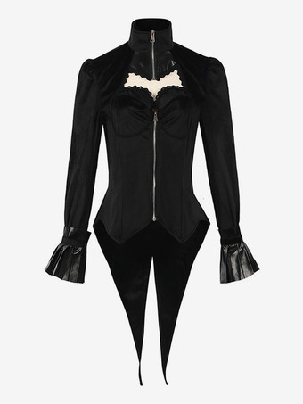 ブラック レディース ブラック ゴシック レトロ タキシード フリル マリー アントワネット コスチューム ポリエステル オーバーコート