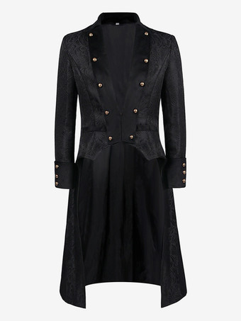 ブラック メンズ ヴィンテージ コスチューム 中世 レトロ ダブルブレスト ルネッサンス テールコート コスチューム