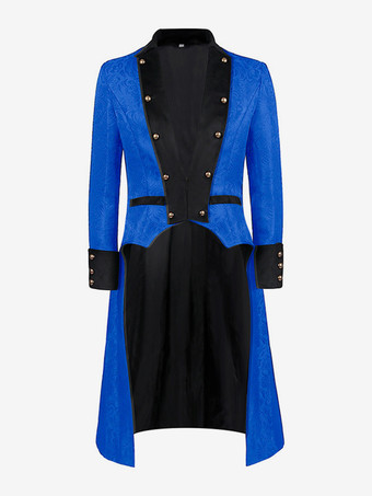 ブルー メンズ ヴィンテージ コスチューム 中世 レトロ ダブルブレスト ルネッサンス テールコート コスチューム