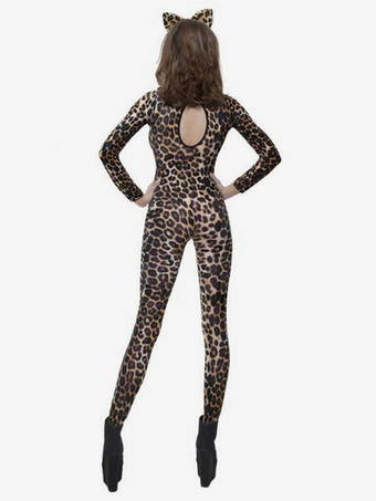 アニマル全身タイツ ハロウィン 女性用セクシーキャットスーツ ヒョウ柄 全身タイツ コスチューム