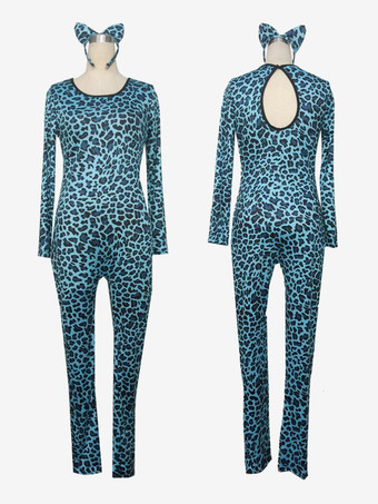 アニマル全身タイツ ハロウィン 女性用セクシーキャットスーツ ヒョウ柄 全身タイツ コスチューム