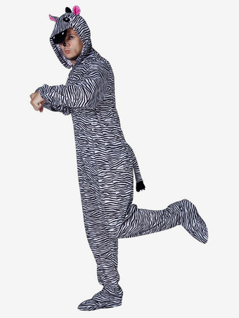 大人ゼブラ着ぐるみカバーオールパジャマブラックポリエステルジャンプスーツ着ぐるみコスチューム