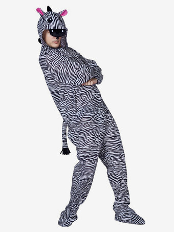 大人ゼブラ着ぐるみカバーオールパジャマブラックポリエステルジャンプスーツ着ぐるみコスチューム