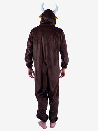 大人用動物着ぐるみワンジーパジャマ 大人用ディープブラウンポリエステルジャンプスーツコスチューム
