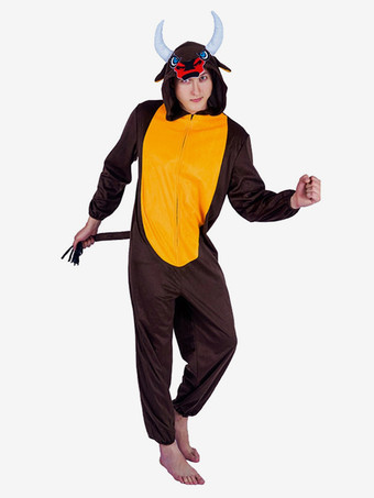 大人用動物着ぐるみワンジーパジャマ 大人用ディープブラウンポリエステルジャンプスーツコスチューム