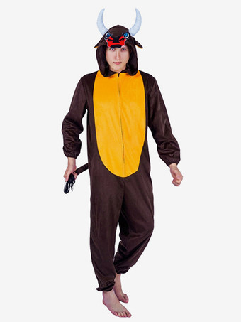 大人用動物着ぐるみワンジーパジャマ 大人用ディープブラウンポリエステルジャンプスーツコスチューム