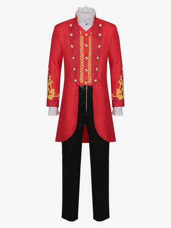 赤いヴィンテージ ビクトリア朝のタキシード ボタン 長袖 オーバーコート 男性用レトロコスチューム