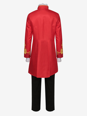 赤いヴィンテージ ビクトリア朝のタキシード ボタン 長袖 オーバーコート 男性用レトロコスチューム