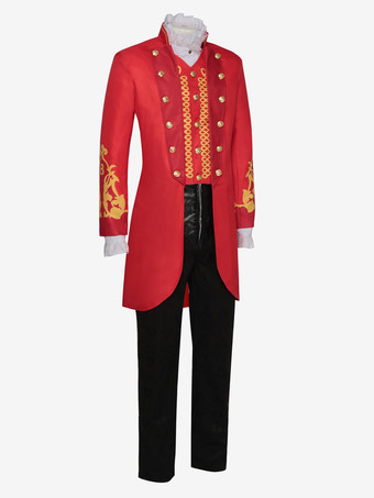 赤いヴィンテージ ビクトリア朝のタキシード ボタン 長袖 オーバーコート 男性用レトロコスチューム