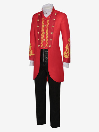 赤いヴィンテージ ビクトリア朝のタキシード ボタン 長袖 オーバーコート 男性用レトロコスチューム