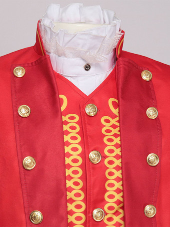 赤いヴィンテージ ビクトリア朝のタキシード ボタン 長袖 オーバーコート 男性用レトロコスチューム