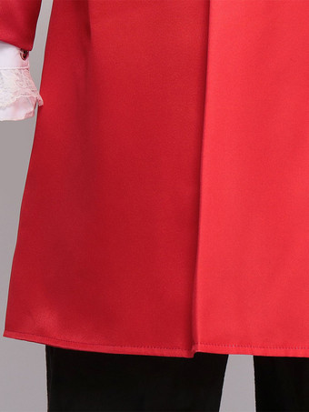 赤いヴィンテージ ビクトリア朝のタキシード ボタン 長袖 オーバーコート 男性用レトロコスチューム