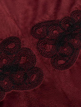 ヴィンテージタキシード中世ボタン花柄長袖オーバーコートレトロルネッサンスコスチューム中世のコスチューム バーガンディ