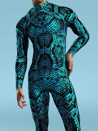 ブルー カモフラージ全身タイツ ハロウィン 大人用全身タイツ 動物ロボット 3Dプリント ライクラ スパンデックス セクシーコスチューム