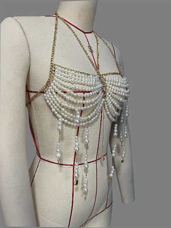 パール ボディチェーン セクシー クラブ チョーカー トップ レディース 2025