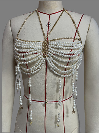 パール ボディチェーン セクシー クラブ チョーカー トップ レディース 2025