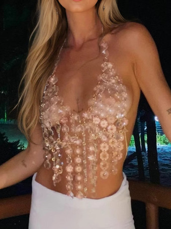 透明アクリルボディチェーンセクシークラブトップス女性用2025