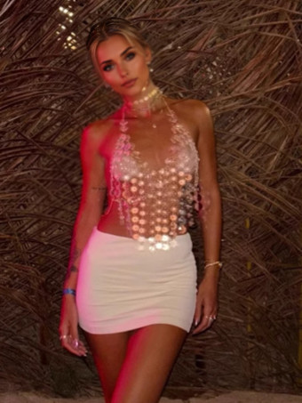 透明アクリルボディチェーンセクシークラブトップス女性用2025