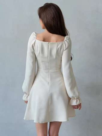 スケータードレス パフスリーブ スクエアネック Aライン 春 ミニドレス レディース 2025