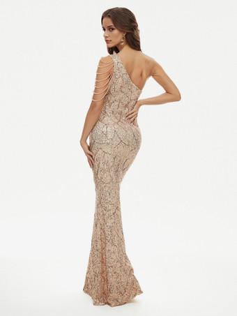 スパンコール マーメイド ガウン ワンショルダー フォーマル パーティー ロングドレス レディース 2025