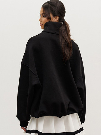 オーバーサイズ ハーフジップ スウェットシャツ ドロップショルダー リラックスフィット 春 トップス レディース 2025