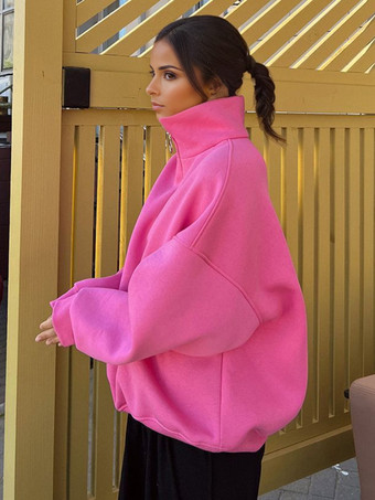 オーバーサイズ ハーフジップ スウェットシャツ ドロップショルダー リラックスフィット 春 トップス レディース 2025