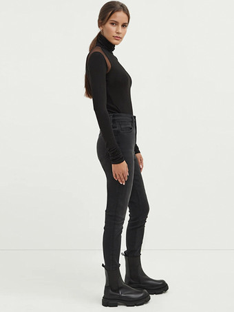 タートルネック ボディスーツ メッシュショルダー 長袖 スナップクロッチ トップス レディース 2025