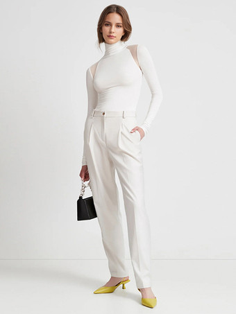 タートルネック ボディスーツ メッシュショルダー 長袖 スナップクロッチ トップス レディース 2025