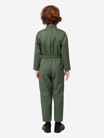 男の子用パイロットジャンプスーツコスチューム キッズ用 ハンターグリーン ハロウィン カービナルコスチューム