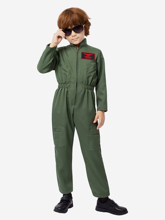 ハンターグリーン 男の子用パイロットジャンプスーツコスチューム キッズ用 ハンターグリーン ハロウィン カービナルコスチューム