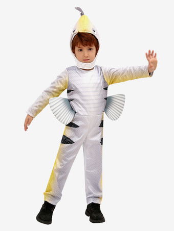 アイボリー 子供用フランダーコスチューム ホワイト ハロウィン カービナル ジャンプスーツと帽子セット