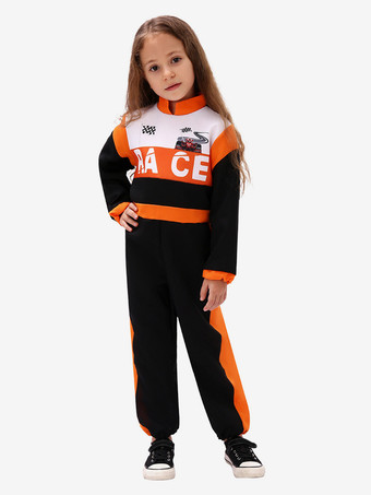 子供用レーサーコスチューム ブラック ハロウィン カービィル ジャンプスーツと帽子セット