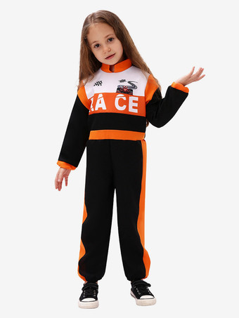 子供用レーサーコスチューム ブラック ハロウィン カービィル ジャンプスーツと帽子セット