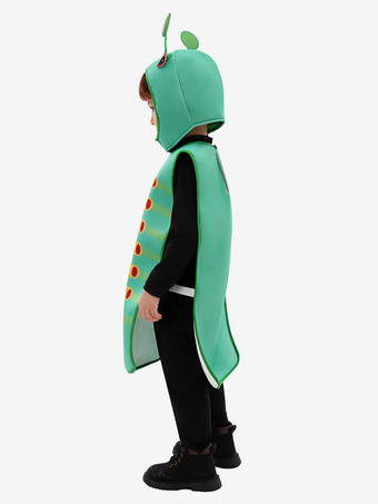 子供用キャタピラーコスチューム グリーン昆虫ポリエステルトップと帽子セット