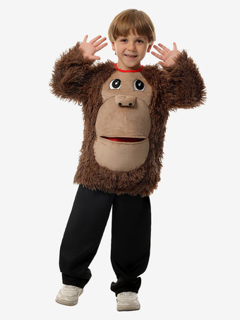 ディープブラウン子供用オランウータン動物コスチューム ディープブラウン 動物ポリエステルトップ
