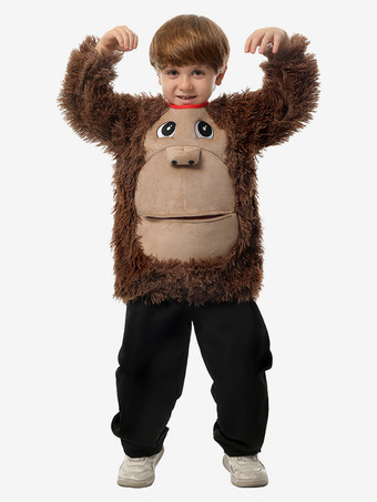 子供用オランウータン動物コスチューム ディープブラウン 動物ポリエステルトップ